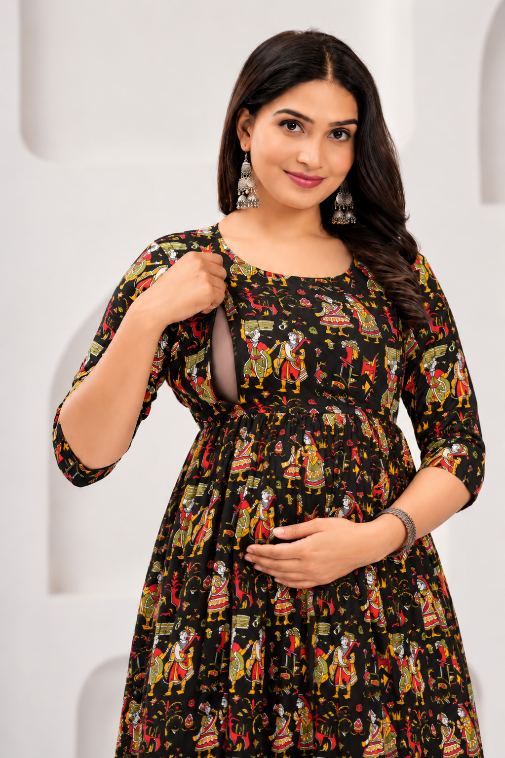 Anarkali Maternity Kurti – Rayon Ethnic Wear - Image 5