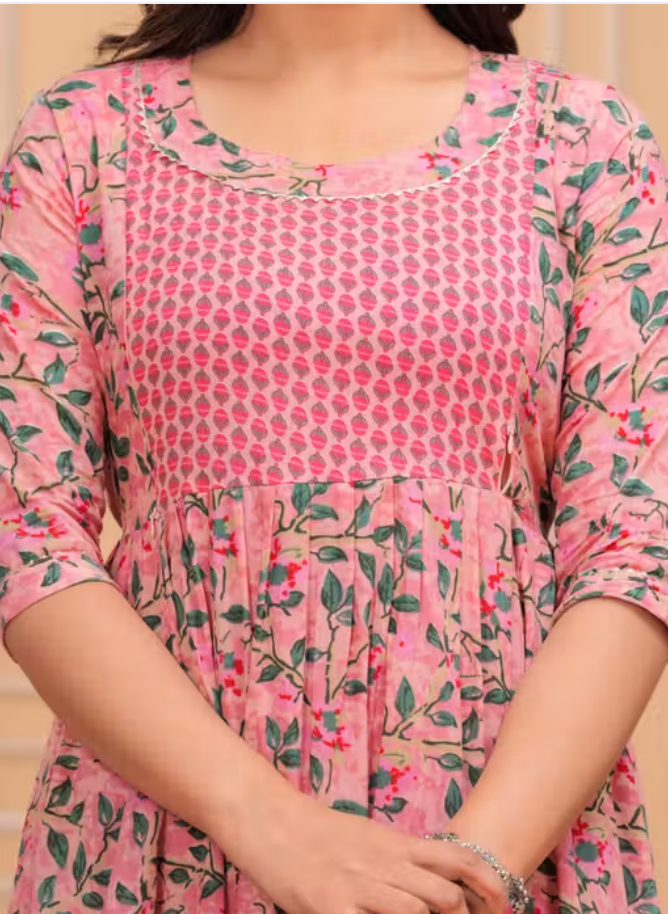 Floral Maternity Night Suit – Cotton Feeding Access - Image 3
