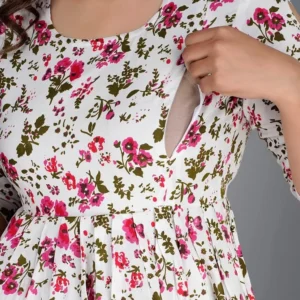 Pink Floral Maternity Gown