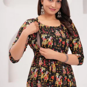 Anarkali Style Maternity Kurti - Elegant Ethnic Wear Anarkali Kurti